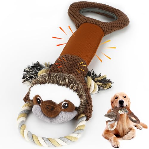 Large Plush Squeaky Dog Toys with Crinkle Paper (Brown01)