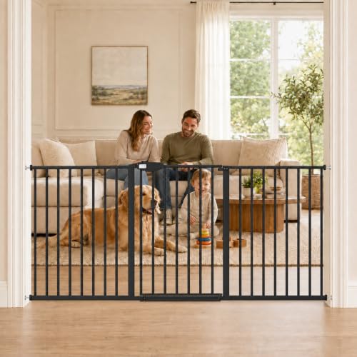 Triple Lock Baby Gate Extra Wide 67.32 (Black / 67.32-72.04"/171-183cm)