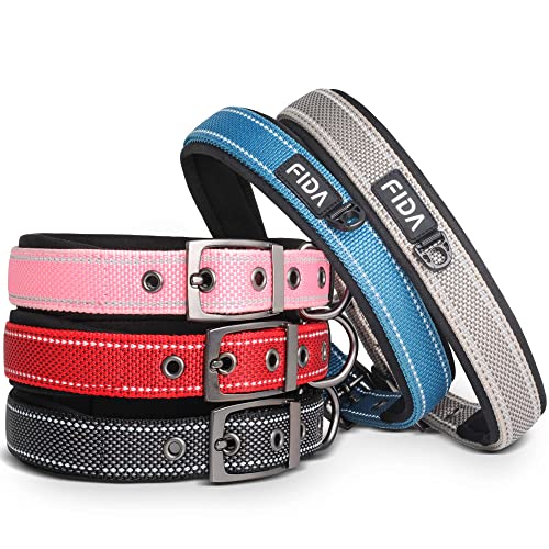 Heavy Duty Dog Collar for Medium Dogs with Metal Belt Buckle (Medium(14.5"-19") / Red)