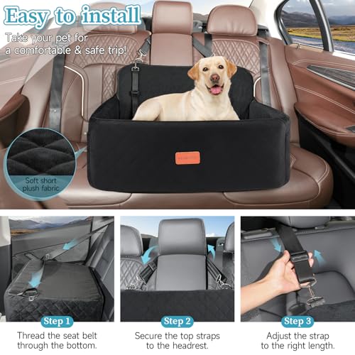 Dog Car Seat for Medium Large Dogs Under 55 lbs (Black)