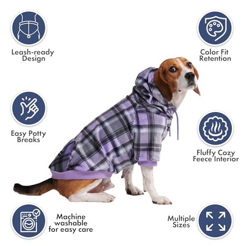 Dog Hoodie Buttery (Purple Plaid / X-Large)
