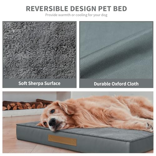 Waterproof Orthopedic Outdoor Dog Bed XL for Extra Large Dogs (Dark Gray / 44.0"L x 32.0"W x 3.5"Th)