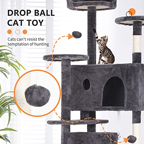70" Cat Tree Tower (70in / Light Gray)