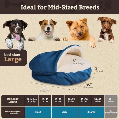 Cozy Cave Dog Bed (35.0"L x 35.0"W x 8.0"Th / Sapphire)