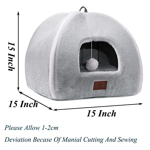 Cat Bed for Indoor Cats (Grey / M(15 x 15 x 15 Inch))