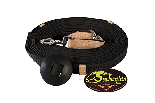 35' Flat Cotton Web Lunge Line with Bolt Snap & Rubber Stop (Black / 35')