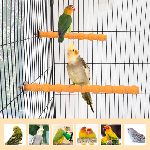 Wood Perch Stand Bird Cage Paw Beak Grinding Stick (Orange)