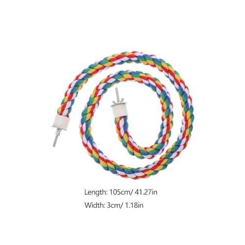Parrot Cotton Rope Perch 41.33 in Bird Rope Climbing Toy for Cage Standing Station Chew Toy for Pet Birds Helps Exercise Balance and Coordination 1 pc (105cm)
