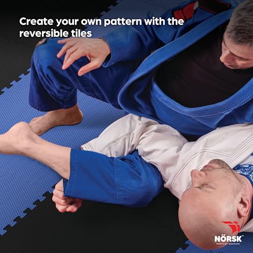 Reversible 3 4" EVA Foam Gym Floor Tiles (Dazzling Blue/Black / 4 Tiles - 16 Sq. Ft.)