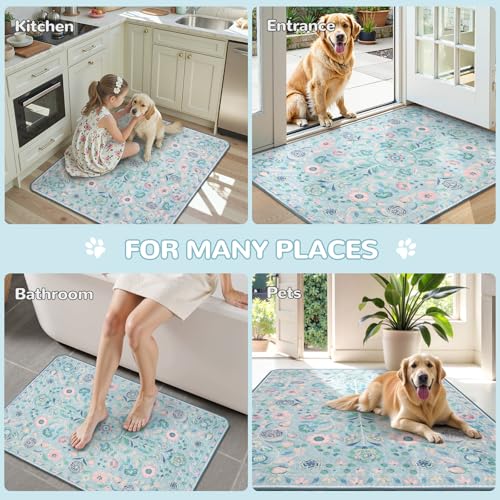Botanical Washable Reusable Pee Pads for Dogs (Blue-01 / 3FT x 3FT (Pack of 2))