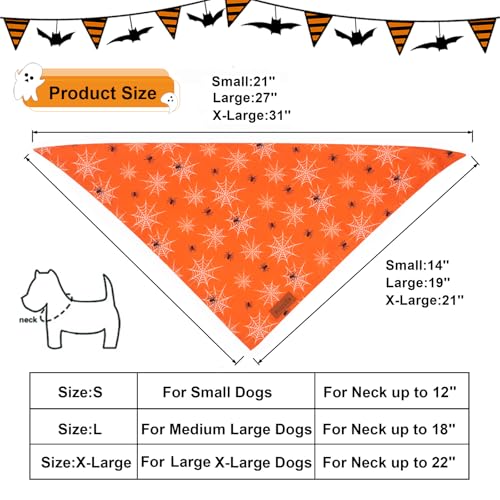 Orange Halloween Dog Bandana (Small / Orange)
