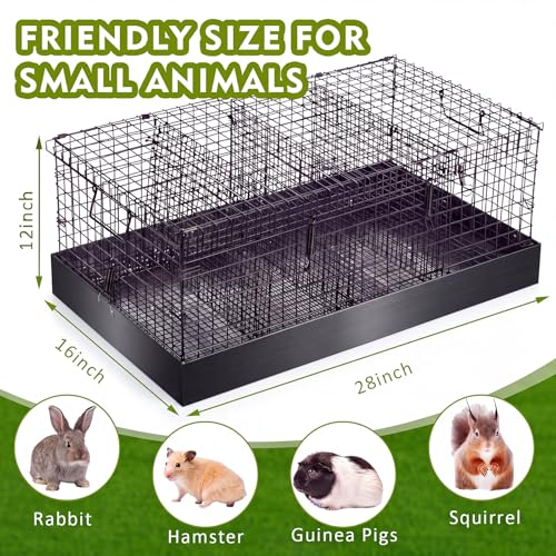4 Hole Rabbit Transport Cage (Black / 28.7"L x 21.7"W x 4.1"H)