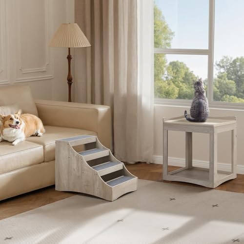 Large Pet Bunk Bed with Removable Step for Dogs and Cats (Grey / Large)
