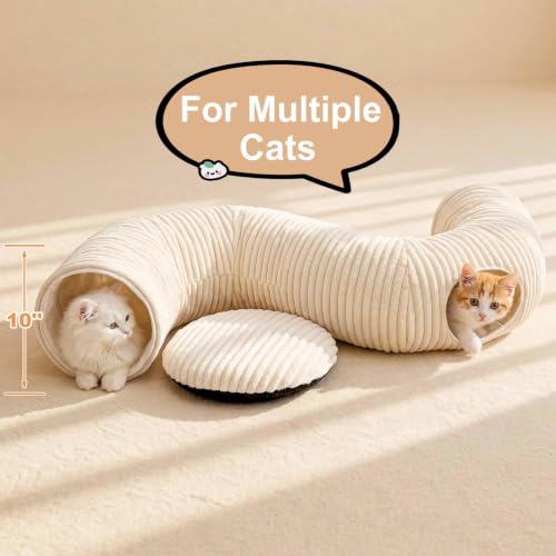 Cat Tunnel Bed with 40 Pcs Interactive Cat Toys (White / Medium)