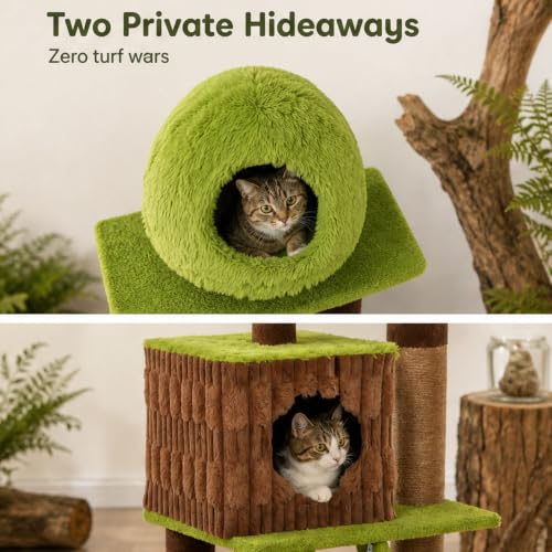 69" Heavy‑Duty Forest Cat Tree for Large Indoor Cats (Green / 69 inches)