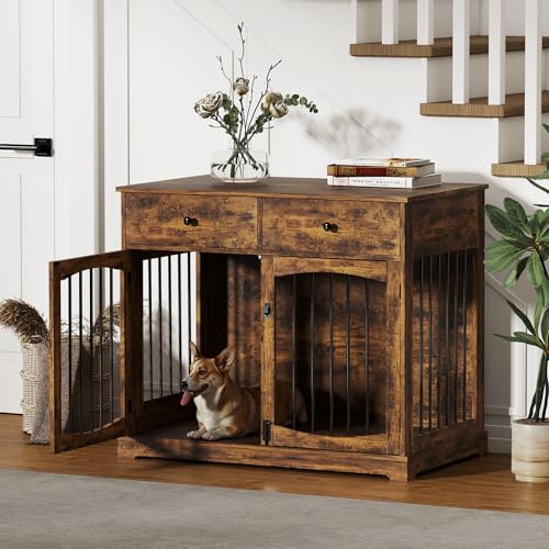 40'' Wooden Dog Crate Furniture (Brown)