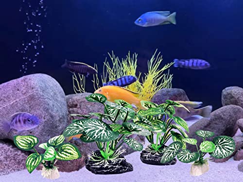 4PCS Aquarium Plants Betta Fish Tank Decorations Small Size Soft Faux Silk Aquarium for Hiding Fish Reptil (A-4pcs Set/Green)