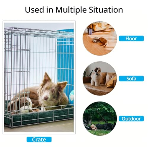 Dog Crate Pad Washable Dog Bed for Crate Small Cozy Mat 24 (24.0"L x 18.0"W x 1.0"Th / Green)