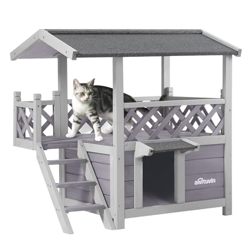 Cat House Outdoor Indoor Feral Kitty Shelter with Escape Door for Cats