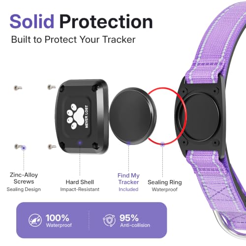 GPS Dog Collar with Tracker (Purple / XS(10.5''-13.5''))