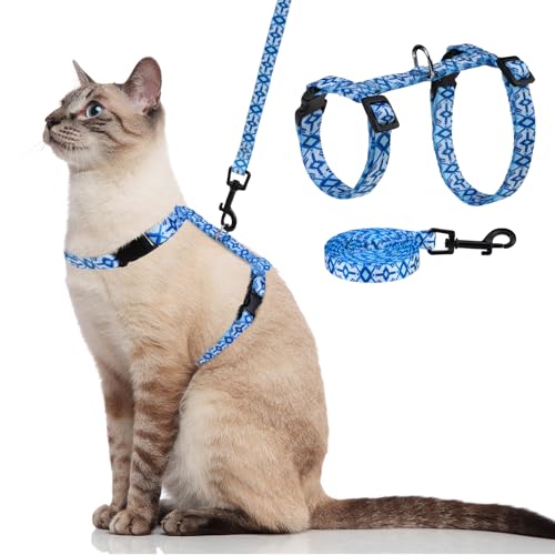Cat Harness and Leash Set (Small / Blue)