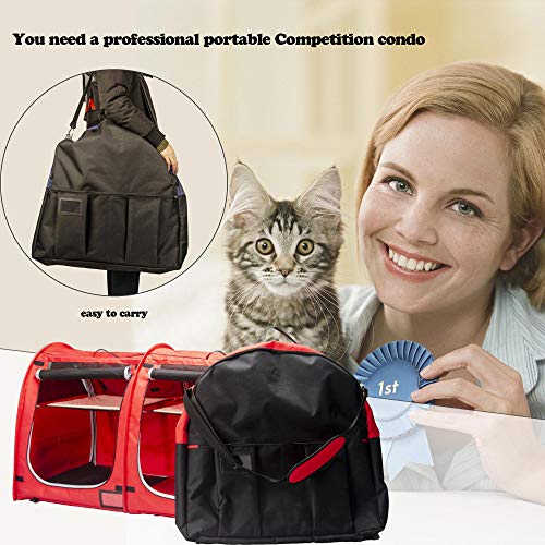Mispace Portable Twin Compartment Show House Cat Cage (Red)