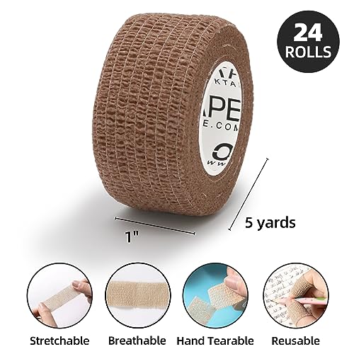Self Adherent Cohesive Bandages Wrap 24Packs 1" x 5 Yards (Mix Color 01 / 1 In x 5 Yards)