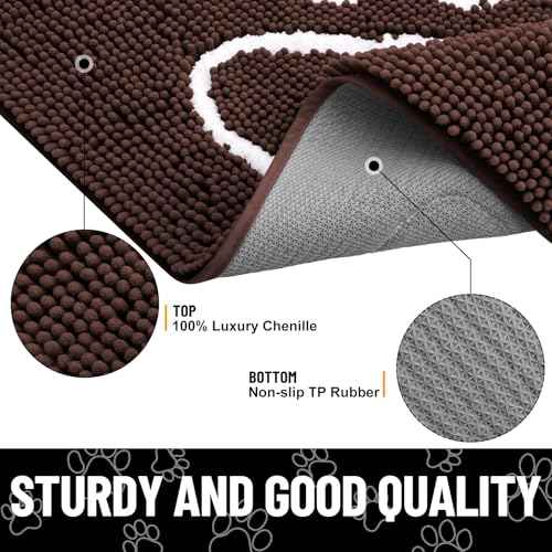 Dog Door Mat for Muddy Paws (45"X27" / Brown and White)