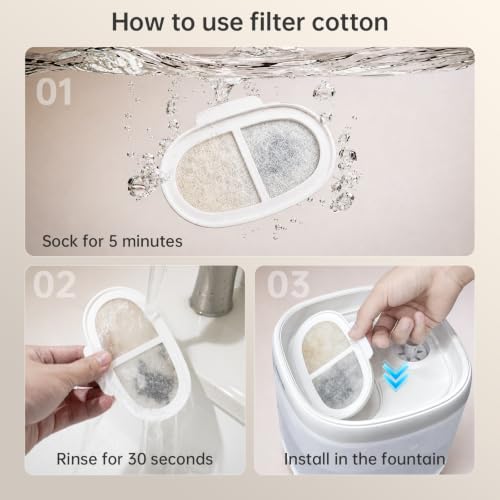 3Pcs Cat Water Fountain Filter Compatible with 67oz