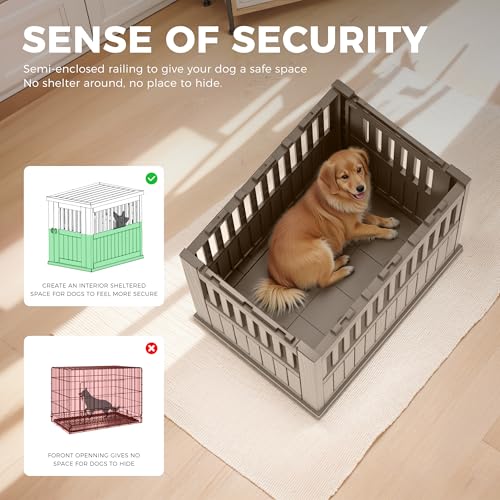 Dog House Resin Outdoor Dog Kennel with Ventilated Design (light gray-A / 39.37*28.35*32.83 INCH)