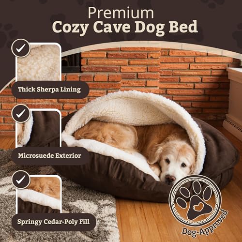 Cozy Cave Dog Bed (25.0"L x 25.0"W x 8.0"Th / Hot Fudge)