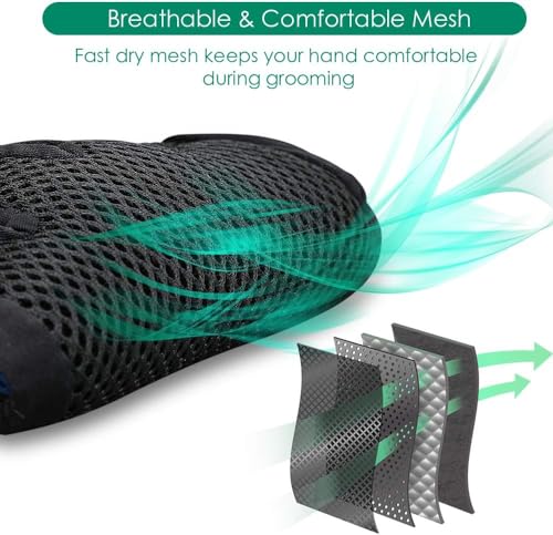 Pet Hair Removal Glove with 255 Silicone Tips for Dogs & Cats (Green)
