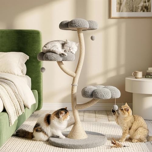 48" Flower Cat Tree (Gray-3 Tiers)
