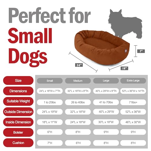 Suede Shredded Memory Foam Mix Calming Dog Bed Washable (Rust)