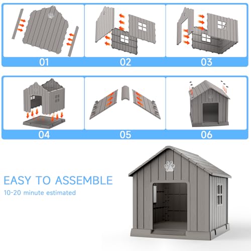 Dog House for Large Size Dogs (Gray / 37.8''L x 40.87''W x 38.82''H)