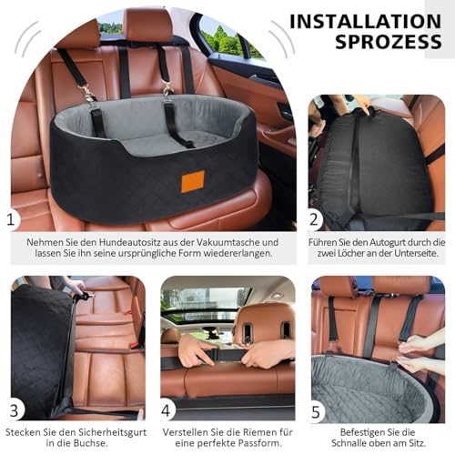 Dog Car Seat for Medium Dogs Up to 50 lbs (Black)