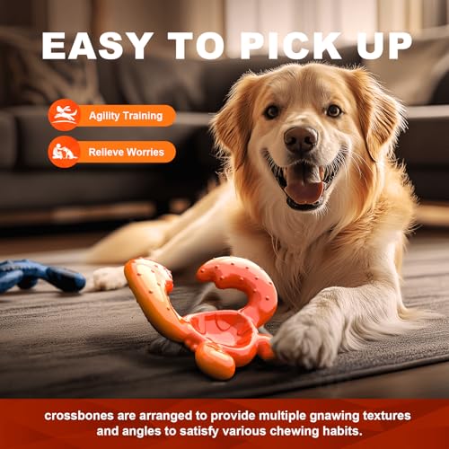 Dog Chew Toys for Aggressive Chewers (Orange Yellow / Large)