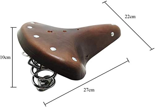 English Vintage Bicycle Saddle Touring City Saddle Comfortable Comfort Leather Bicycle Seat with Spring Rivets for Women Men (Coffee)