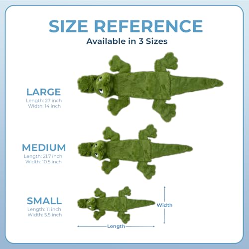2-in-1 Stuffless Squeaky Dog Toy - Duck&Alligator, L (Multicolor/Alligator & Wild Duck / Large)