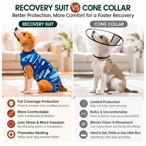 Recovery Suit for Dogs Cats (Large (Back:16.1-20.1'', Weight:23-48 Lb) / 2#Ocean Camo)