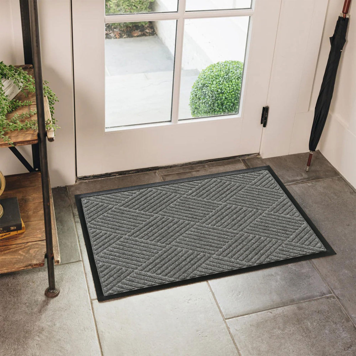 Diamonds Front Door Mat Indoor Outdoor Entrance (Medium 23"x35.5" (2’x3’) / Medium Grey)