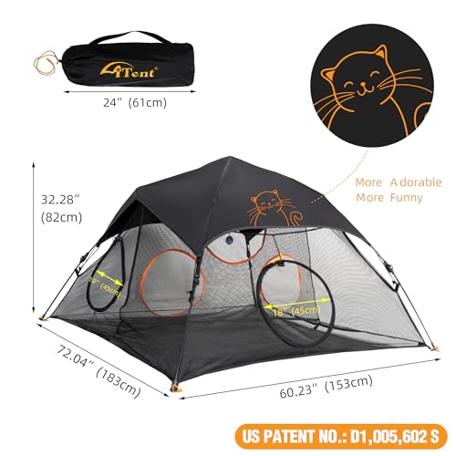 Outdoor Cat Play Tent for Indoors and Outdoors (Black / One layer)