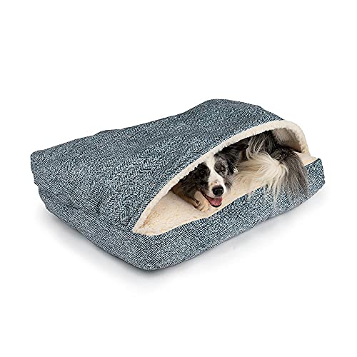Rectangle Cozy Cave Dog Bed (Palmer Indigo / Large)