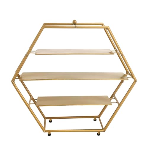 Efavormart 3 Tier Metal Hexagon Cupcake Stand 21" Matte Gold (3-Tier 21" Hexagon / Gold)