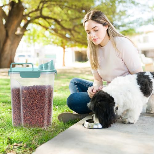 5 7 LBS Cat Dog Storage Container Portable with Upgraded Large Spout and Cup (Elegant Blue×2 / 5L-2pack)