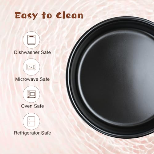 Ceramic Elevated Dog Bowl Set with Acacia Wood Stand for Food and Water for Medium Dogs (42.27 Oz / Dog Paw Black)