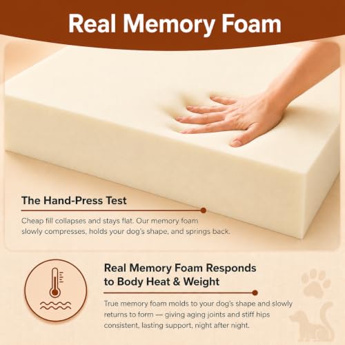 The Dog’s Bed Orthopedic Memory Foam Dog Bed with Headrest Large 6 (Grey with Black Trim / L (40"L x 25"W x 6"Th))