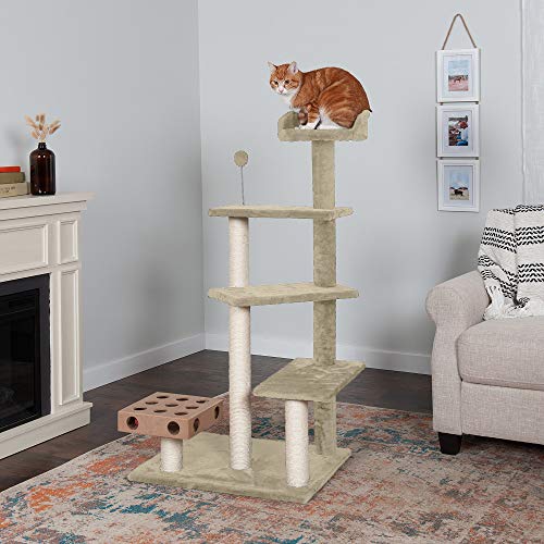 49.5" Tall Cat Tree for Indoor Cats (Cat Tower / Playstairs Playground (Cream))
