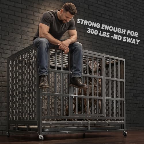 48 Inch Heavy Duty Indestructible Dog Crate (47.2"L x 29.7"W x 33.3"H / Black)