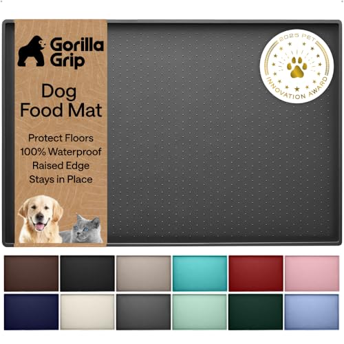 Dog Food Mat 100% Waterproof Silicone (Charcoal / 26"l X 17"w)